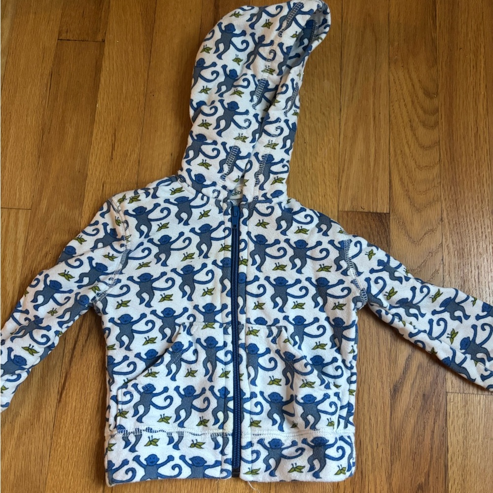 Roller Rabbit Blue and White Monkey Print Garment